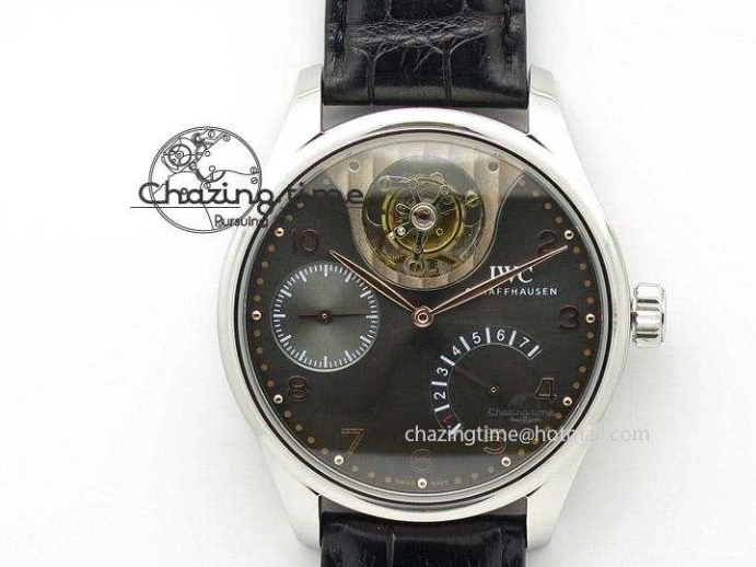 MIROTIME 0320 Portuguese Chrono SS ZF 1:1 Best Edition Gray Dial SS On Black Leather Strap A ZipUp 7215